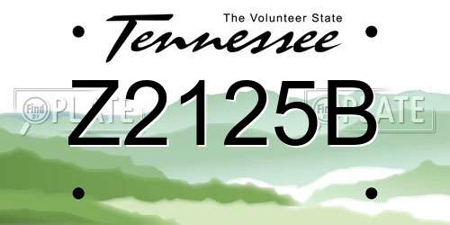 Z2125B Tennessee License Plate