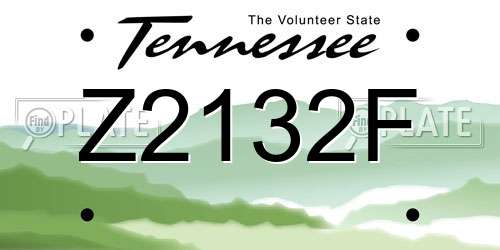 Z2132F Tennessee License Plate