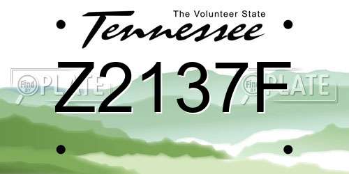 Z2137F Tennessee License Plate