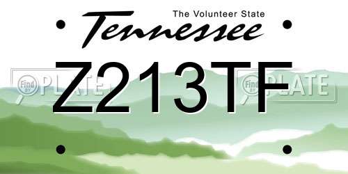 Z213TF Tennessee License Plate