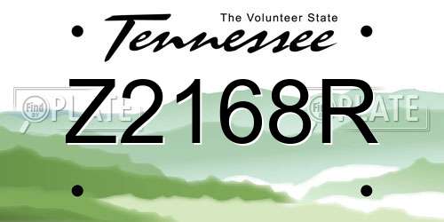 Z2168R Tennessee License Plate