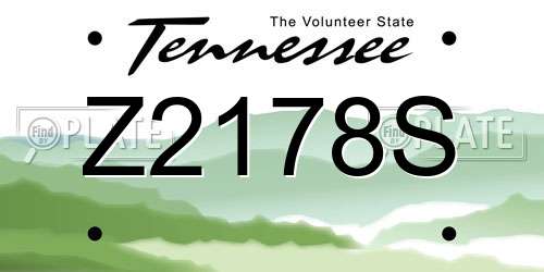Z2178S Tennessee License Plate