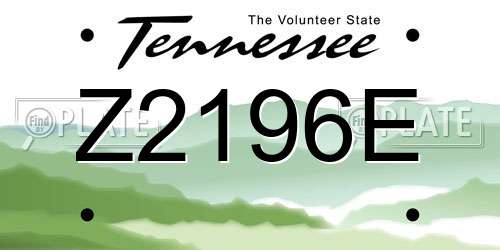 Z2196E Tennessee License Plate