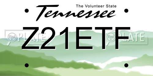 Z21ETF Tennessee License Plate