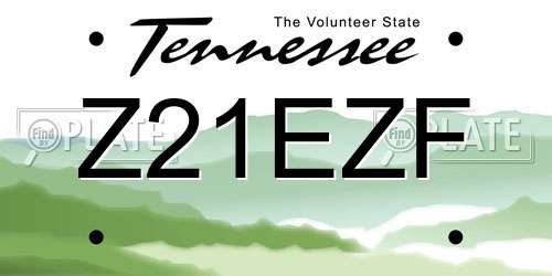 Z21EZF Tennessee License Plate