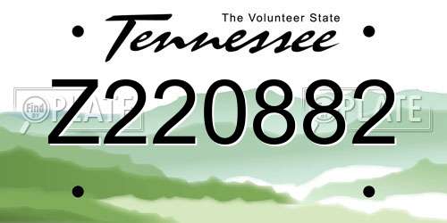 Z220882 Tennessee License Plate