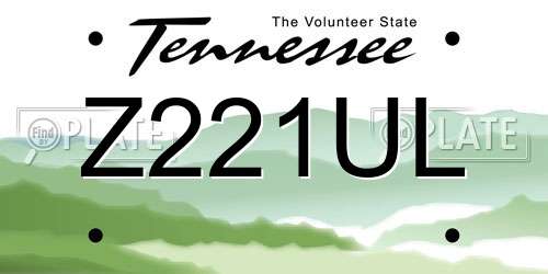 Z221UL Tennessee License Plate