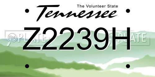 Z2239H Tennessee License Plate