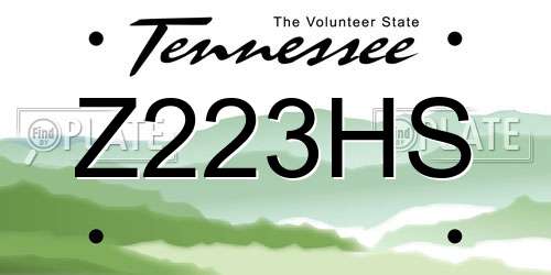 Z223HS Tennessee License Plate