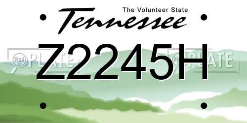 Z2245H Tennessee License Plate