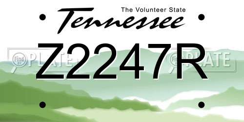 Z2247R Tennessee License Plate