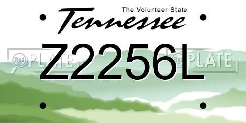Z2256L Tennessee License Plate