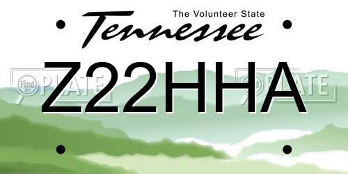 Z22HHA Tennessee License Plate