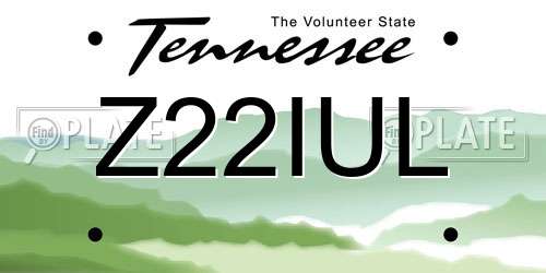 Z22IUL Tennessee License Plate