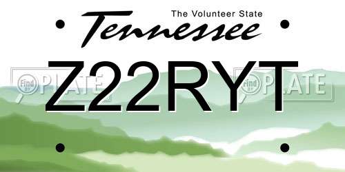 Z22RYT Tennessee License Plate