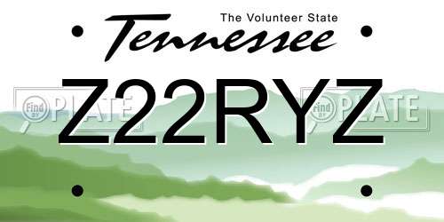 Z22RYZ Tennessee License Plate