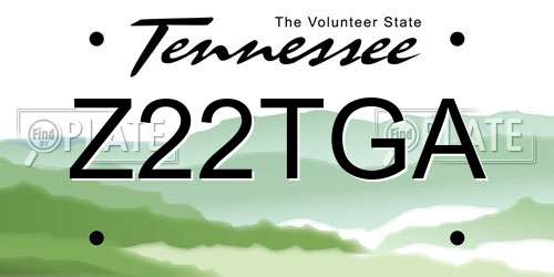 Z22TGA Tennessee License Plate