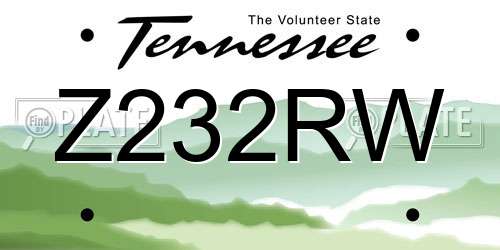 Z232RW Tennessee License Plate