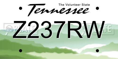 Z237RW Tennessee License Plate