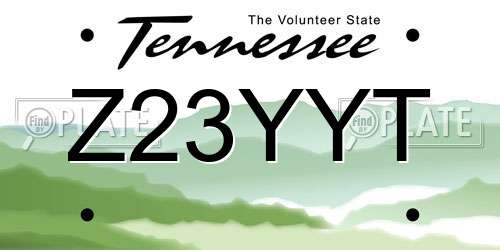 Z23YYT Tennessee License Plate