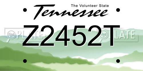 Z2452T Tennessee License Plate