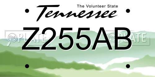 Z255AB Tennessee License Plate