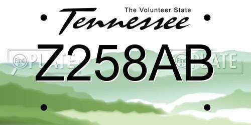 Z258AB Tennessee License Plate