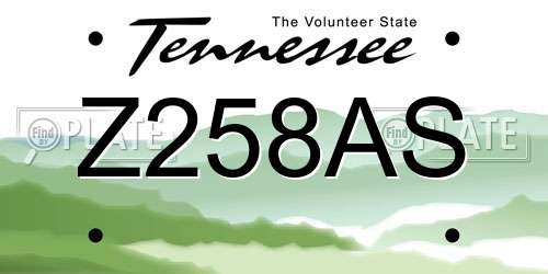 Z258AS Tennessee License Plate