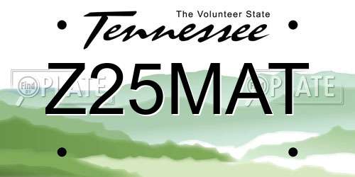 Z25MAT Tennessee License Plate