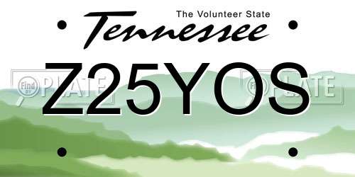 Z25YOS Tennessee License Plate