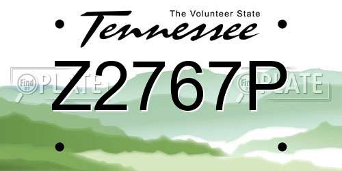 Z2767P Tennessee License Plate