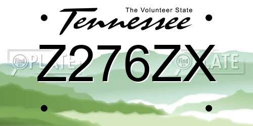 Z276ZX Tennessee License Plate
