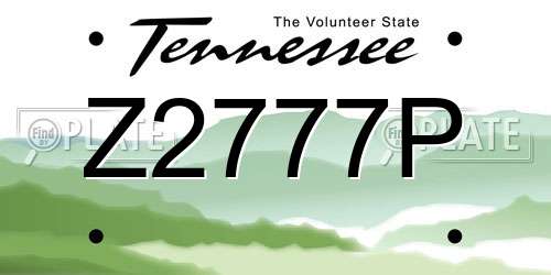 Z2777P Tennessee License Plate