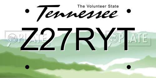 Z27RYT Tennessee License Plate