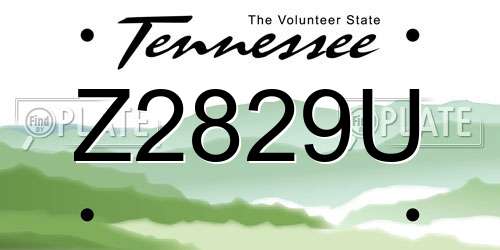 Z2829U Tennessee License Plate