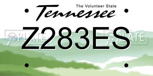 Z283ES Tennessee License Plate