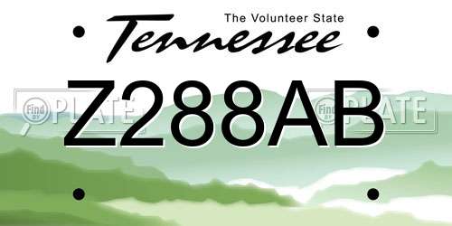 Z288AB Tennessee License Plate