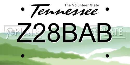 Z28BAB Tennessee License Plate