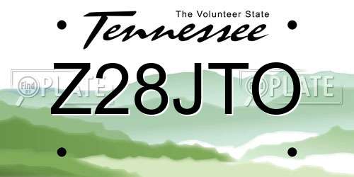 Z28JTO Tennessee License Plate