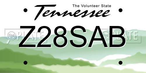 Z28SAB Tennessee License Plate