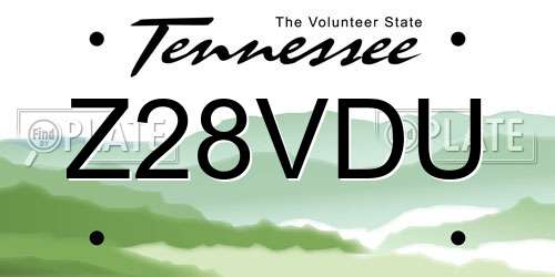 Z28VDU Tennessee License Plate