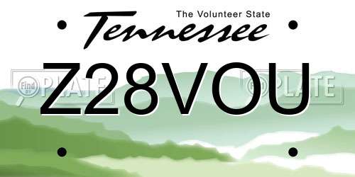 Z28VOU Tennessee License Plate