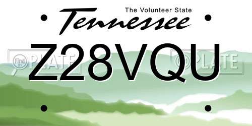 Z28VQU Tennessee License Plate
