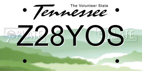 Z28YOS Tennessee License Plate