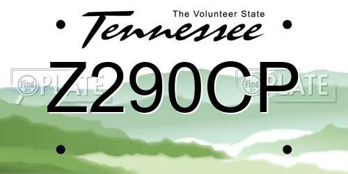 Z290CP Tennessee License Plate
