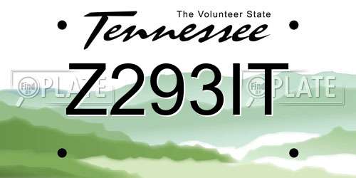 Z293IT Tennessee License Plate