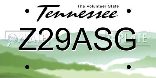 Z29ASG Tennessee License Plate