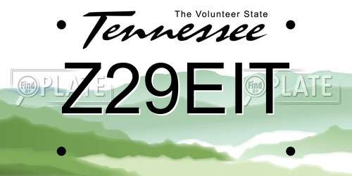 Z29EIT Tennessee License Plate