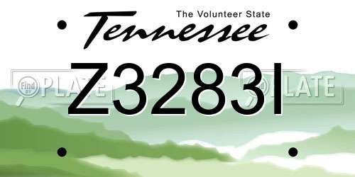 Z3283I Tennessee License Plate