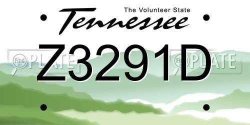 Z3291D Tennessee License Plate